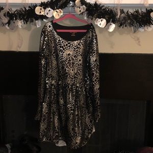Girls Halloween Silver Spider Web Dress Sizd 7/8
